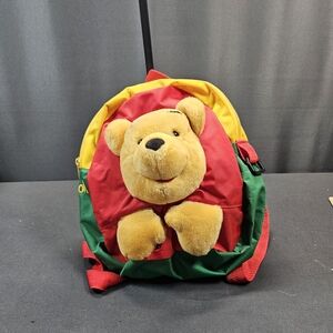 Disney Plush Bear Kids Backpack - Red, Green, Yellow